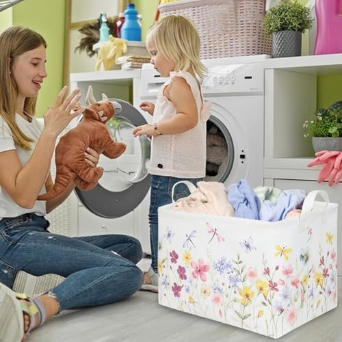 Boho Flower Nursery Basket, Waterproof collapsible storage box, Fall Wildflower - Image 5