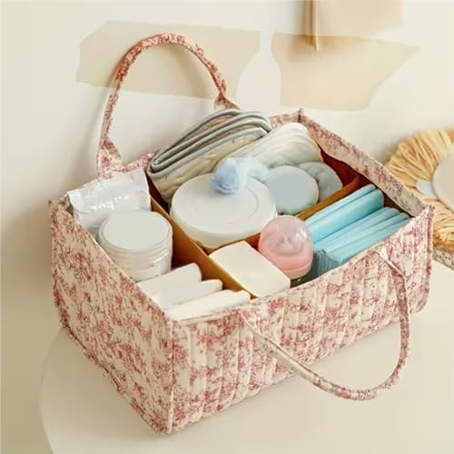 Floral Baby Diaper Caddy Organizer, Cute Nursery Storage Basket Gift - Image 2