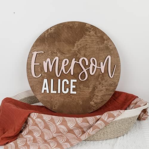 Custom Round Nursery Name Sign, Personalized Wooden Wall Plaque, Baby Shower - Image 3