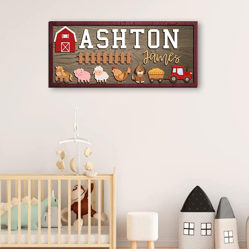 Personalized Farm Animal Nursery Decor, Custom Wooden Baby Name Sign - Image 3