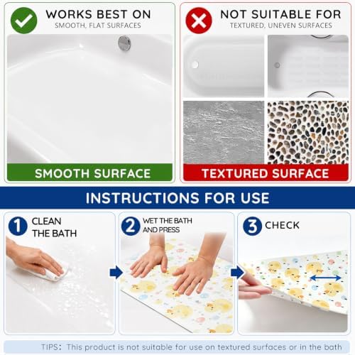 Kids Bathtub Mat Non Slip, 40 x 16 Inch Tub Mat - Image 7