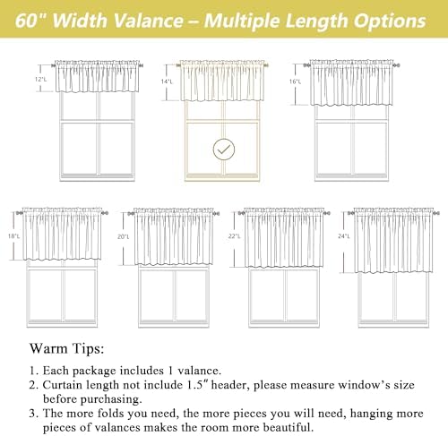 Blush Pink Valances for Windows, Light Filtering Faux Linen Textured Small - Image 3