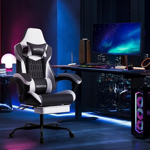 Gaming Chair with Footrest, High Back Gaming Chairs PVC Leather Ergonomic Gamer - Image 2