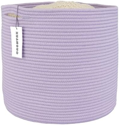 XUANGUO Cotton Rope Basket For Girls Boys Kids 16”X14” purple by XUANGUO