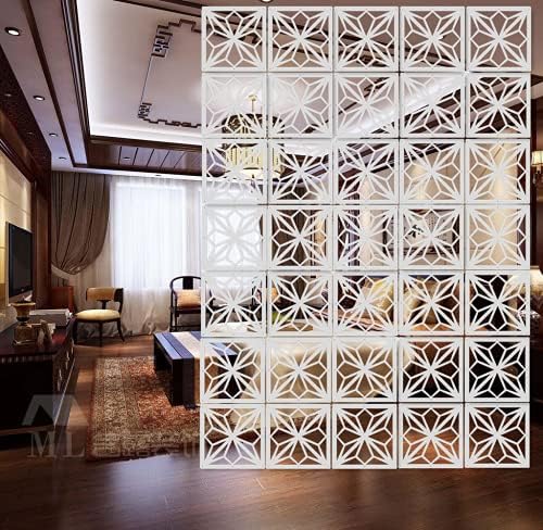 White Hanging Room Divider, 12 Pieces Wood-Plastic DIY Panel Screens Partition - Image 4