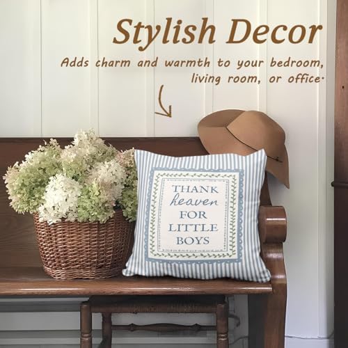 Boy Nursery Decor Pillow Covers 18x18, Thank Heaven - Image 5
