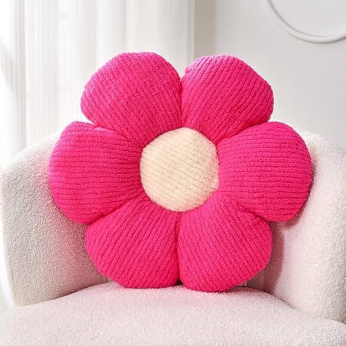 Kcvvcr Flower Throw Pillow, Soft Hot Pink 17.7" Shaped Floor Pillow by Kcvvcr