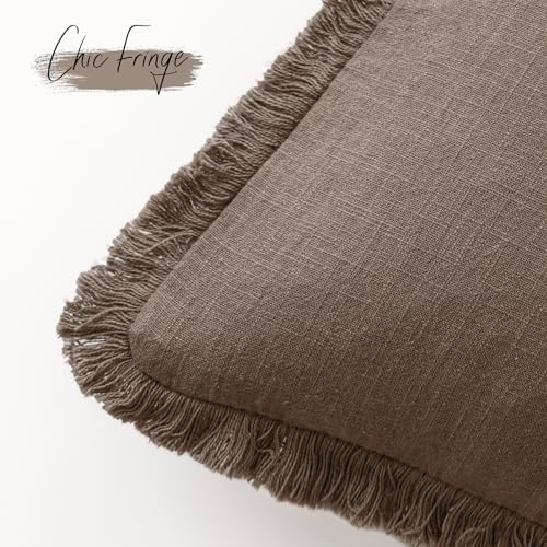 Foindtower Decorative Linen Fringe Lumbar Throw Pillow Covers Cozy Boho - Image 3