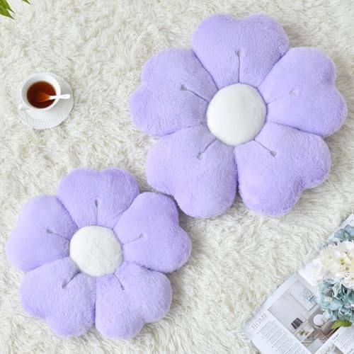 Flower Pillow, Daisy Decorative Throw Pillows, Light Purple, 19.6 Inches - Image 2