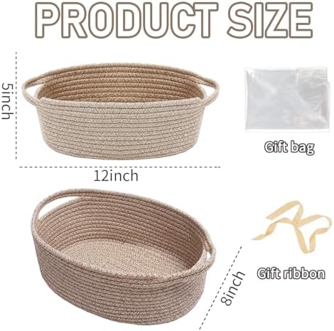 JMvicyroam Small Woven Basket, Empty Gift Basket, Oatmeal/3 Pack - Image 2