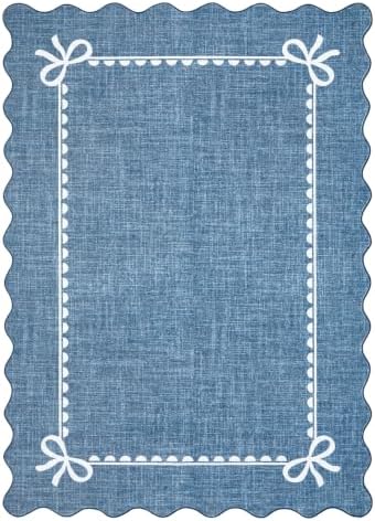 GarveeHome Scalloped Bow Rug 5x7 Washable Rugs - Image 4