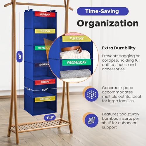 Kids Hanging Closet Organizer 6-Shelf - Image 2