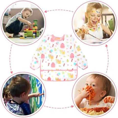 Accmor 5 Pack Long Sleeve Bibs, Baby Smock Waterproof Sleeved Bib Smock - Image 6
