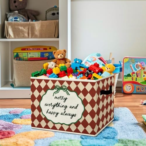 Vintage Merry Everything Nursery Storage Bins Box Handles Organizer Basket - Image 2