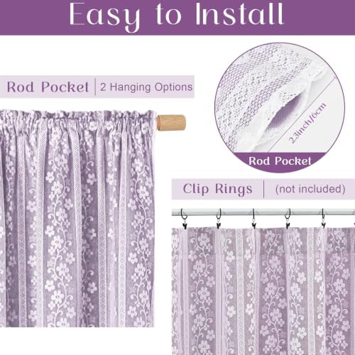 ASPMIZ Purple Linen Curtains for Living Room Double Layer Curtains 52x63 - Image 4