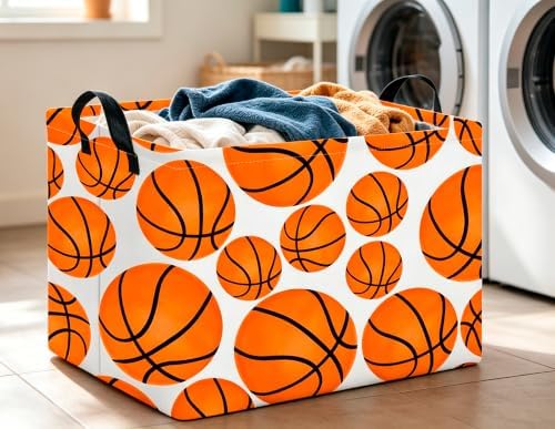 CLOCOR Rectangular Basketball Print Storage Basket Empty, Gift Basket, Books Box - Image 3