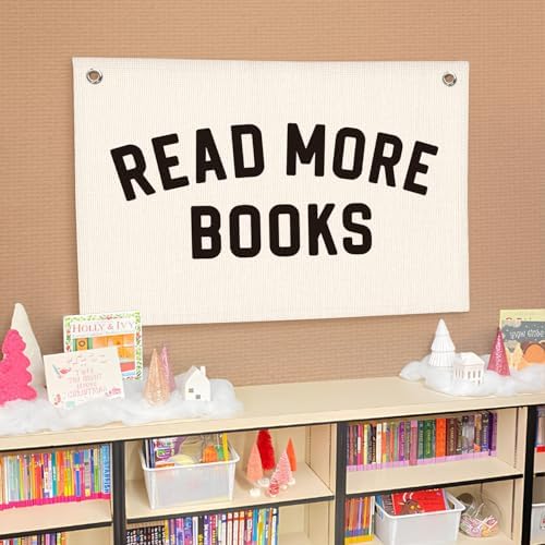 Lacama Classroom Decor Reading Corner Sign Read More Books Banner Flags - Image 4