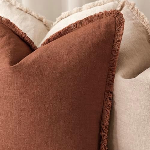 Foindtower Decorative Linen Fringe Throw Pillow Covers Cozy Boho Farmhouse - Image 4