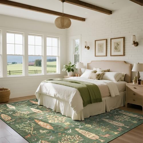 Washable Rugs 8x10 Area Rug for Living Room, Dining Room-Tree Green - Image 7