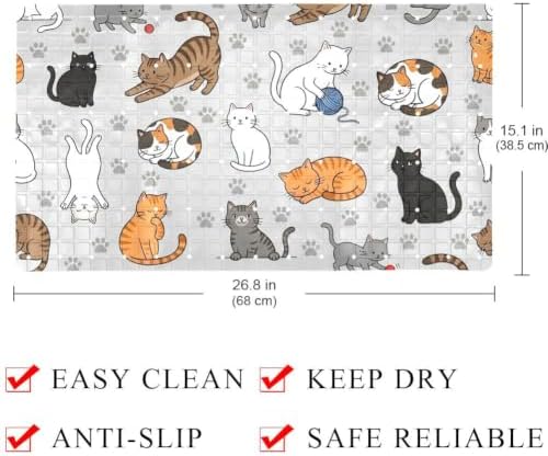 Bathtub Mat Non Slip 26.8x15.1In, Cute Cats Paws Bath Mat - Image 4