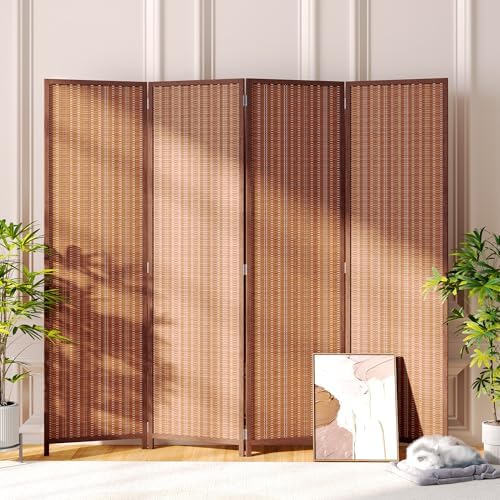 JOSTYLE 4 Panel Folding Privacy Screen 6ft Bamboo Freestanding Room Divider by Jostyle