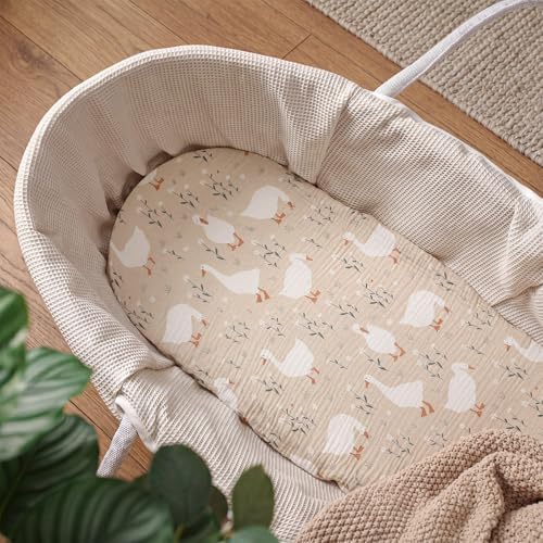 Breling 2 Pcs Muslin Silly Goose Khaki Gingham Bassinet Sheets - Image 6