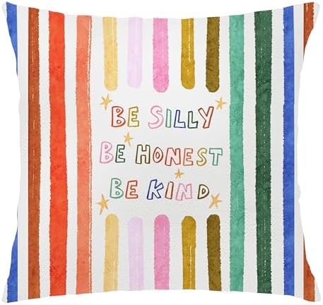 Be Silly Be Honest Be Kind Colorful Pillow Cover 20x12, Boho Playroom by Unknown