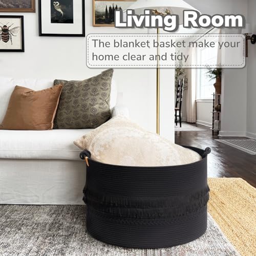 CherryNow 90L Large Woven Rope Blanket Basket - Image 2