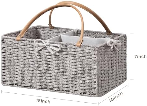 HBlife Large Baby Diaper Caddy Organizer, Paper Rope Storage Baskets Nursery Bin - Image 2