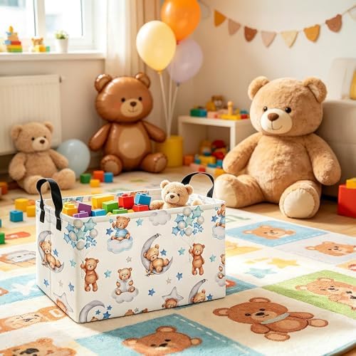 Rectangular Bear Storage Bin, Fabric Closet Organizer Basket - Image 7