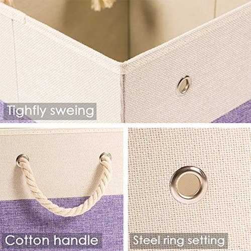 PRANDOM Large Foldable Cube Storage Bins 13x13 inch Fabric Linen Storage - Image 4