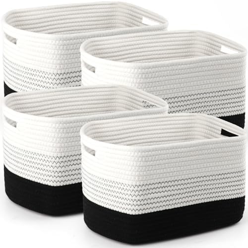 4 Pack Storage Baskets for Organizing, and Clothes, Cotton Rope Basket for by Unknown