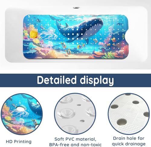 LNOND Bath Mat for Tub for Kids, Ocean Bathtub mat Non Slip, Machine Washable - Image 3