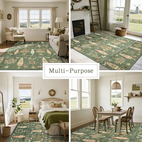 Washable Rugs 8x10 Area Rug for Living Room, Dining Room-Tree Green - Image 5