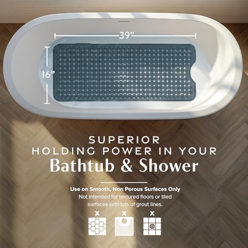 SlipX Solutions 39"x16" Power Grip Non Slip Bathtub Shower Mat - Image 3