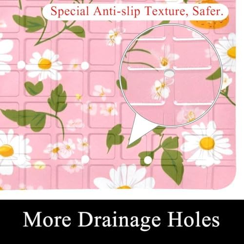 Bath Tub Shower Mat, Washable Bathtub Floor Mats, Suction Cups and Drain Holes - Image 2