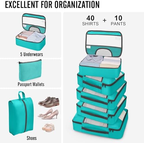Veken 10 Set Packing Cubes for Travel Essentials, Suitcase Organizer Bags in 4 - Image 5