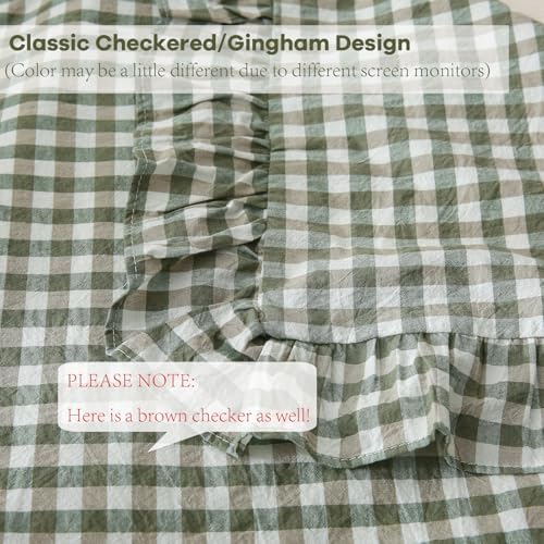 2 Pack Sage Green Gingham Lumbar Throw Pillow Shams 12''x20'' - Image 3