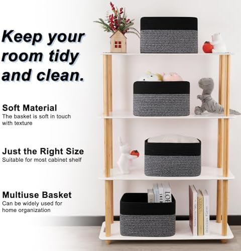 4 Pack Storage Baskets for Organizing, Woven Baskets for Shelves - Image 4