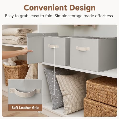 StorageWorks Storage Baskets for Shelves, Light Gray, Extra Large - Image 6