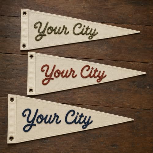 Custom City Name Canvas Pennant Flag, Embroidered City Name Banner Decor - Image 7