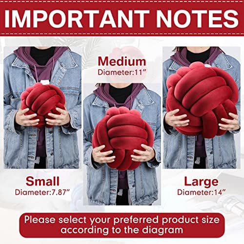 Namalu 10.6 Inches 2 Pcs Knot Pillow Decorative Throw Pillow, Wine Red - Image 2