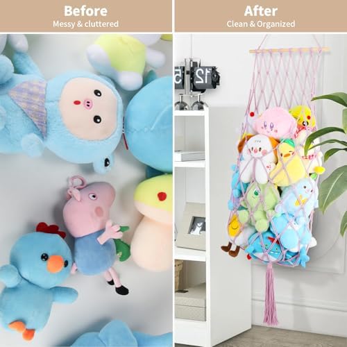 68 Inch Stuffed Animal Storage Hammock Corner Plushie Net - Image 6