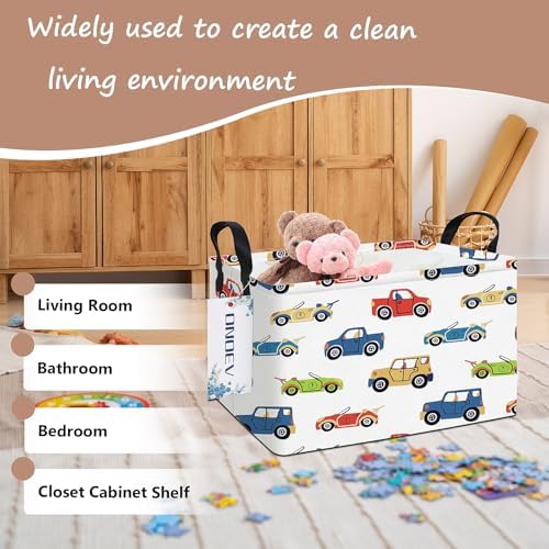 Rectangular Cartoon Car Storage Bin, Closet Organizer Basket - Image 4