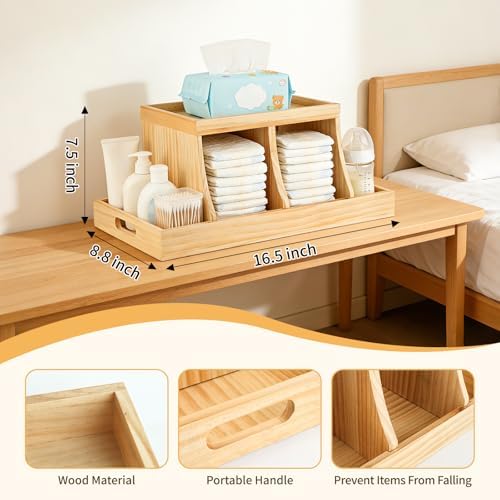 Three colors Diaper Organizer, Wooden Diaper Caddy Organizer, Changing Table - Image 4