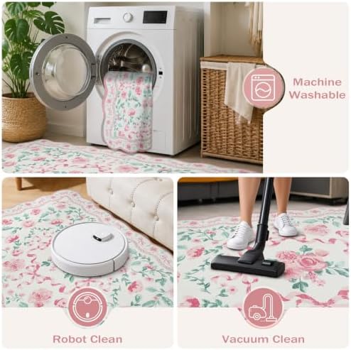 Rugalia Bow Floral Washable 5x7 Rug - Image 3