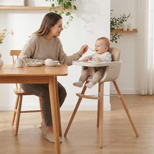 HONEY JOY Baby High Chair, 6-in-1 Eat & Grow Wooden Highchair/Toddler Chair - Image 2