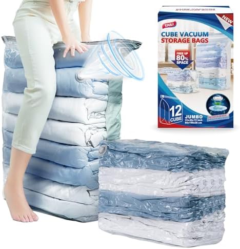 TAILI 12 Pack Cube Vacuum Storage Bags, Jumbo Size by TAILI