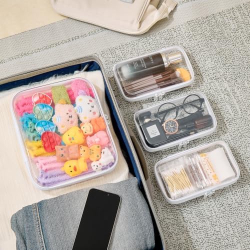 4 pcs Clear Zipper Pouches, Hard Shell Zipper Case - Image 4