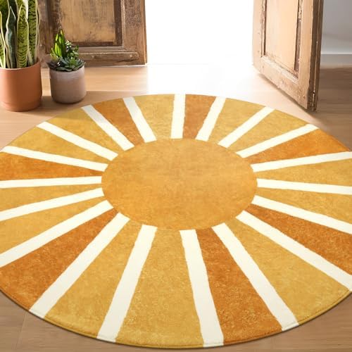 Lahome Boho Round Area Rug - 5Ft Soft Washable Round Classroom Rug - Image 7